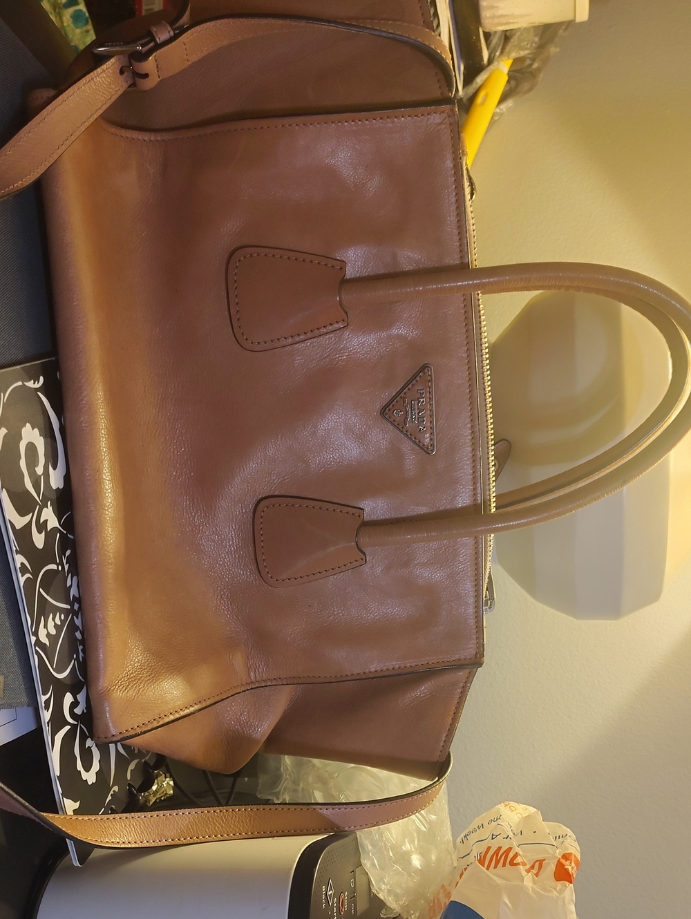 Prada Caramel Leather Tote with Double Top Handles - Picture 11 of 11